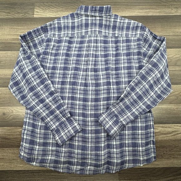 Peter Millar Crown Crafted XL Men's Long Sleeve Button Down Plaid Linen‎ Shirt - Picture 4 of 9